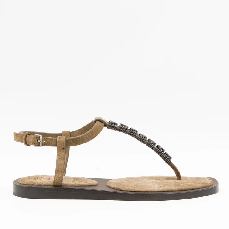 Brunello Cucinelli Camel Leather Sandals
