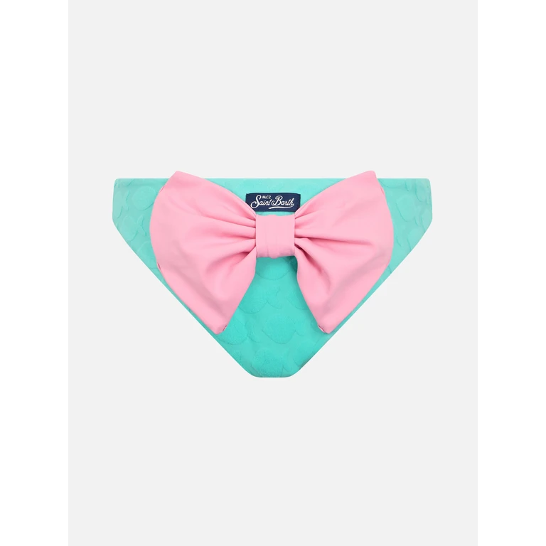 Mc2 Saint Barth Girl Water Green Swim Briefs Madame With Bow Bottom