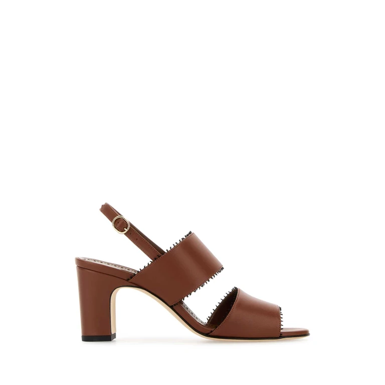 Manolo Blahnik Caramel Leather Persio Sandals
