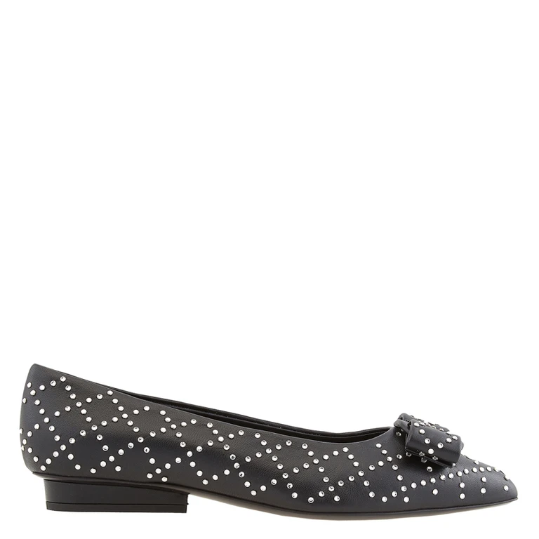 Salvatore Ferragamo Ladies Black Viva Embellished Ballet Flats