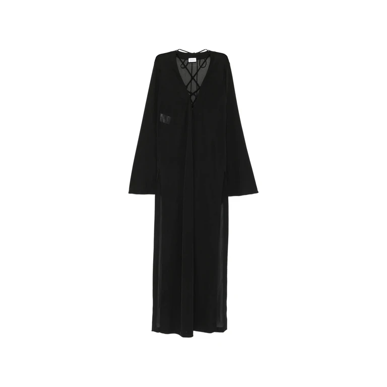 The Andamane Lace-up Flared-sleeve Maxi Dress