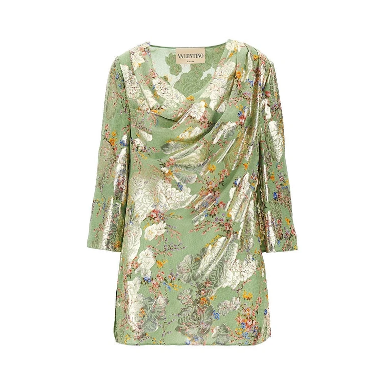 VALENTINO Lamé fil coupé silk blouse Woman 46