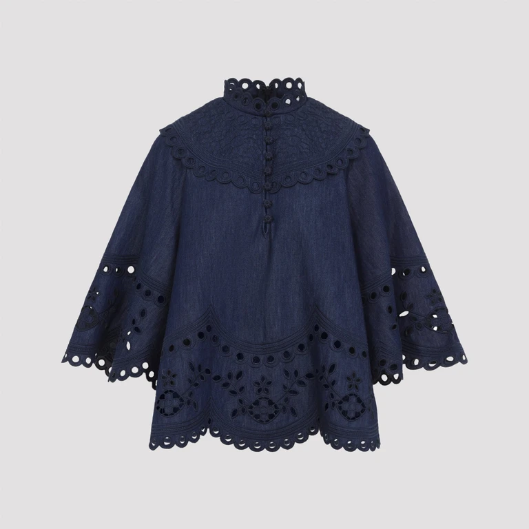 ZIMMERMANN - Zimmermann Mahon Broderie Denim Top