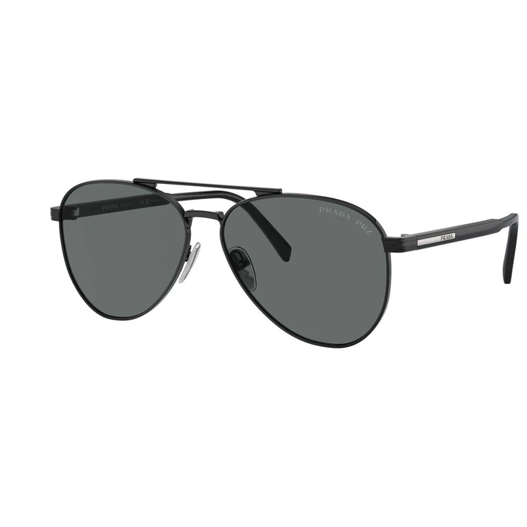Prada Polarized Dark Grey Pilot Mens Sunglasses PR A58S 1AB5Z1 58