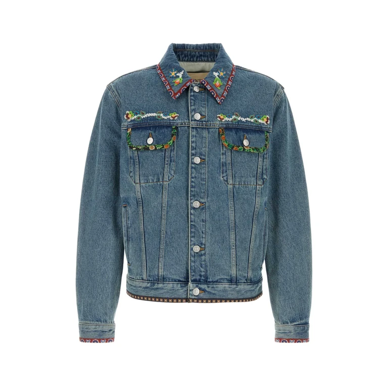Valentino Garavani Denim Jacket Mediumbluedenim Giubbini - Men