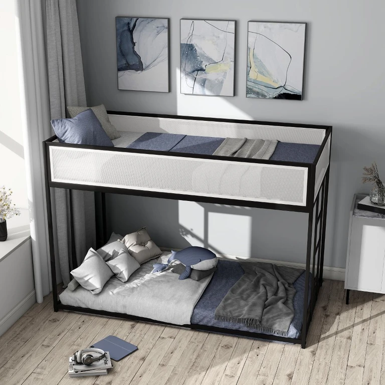 Jackson Black and White Metal Twin over Twin Low Profile Bunk Bed