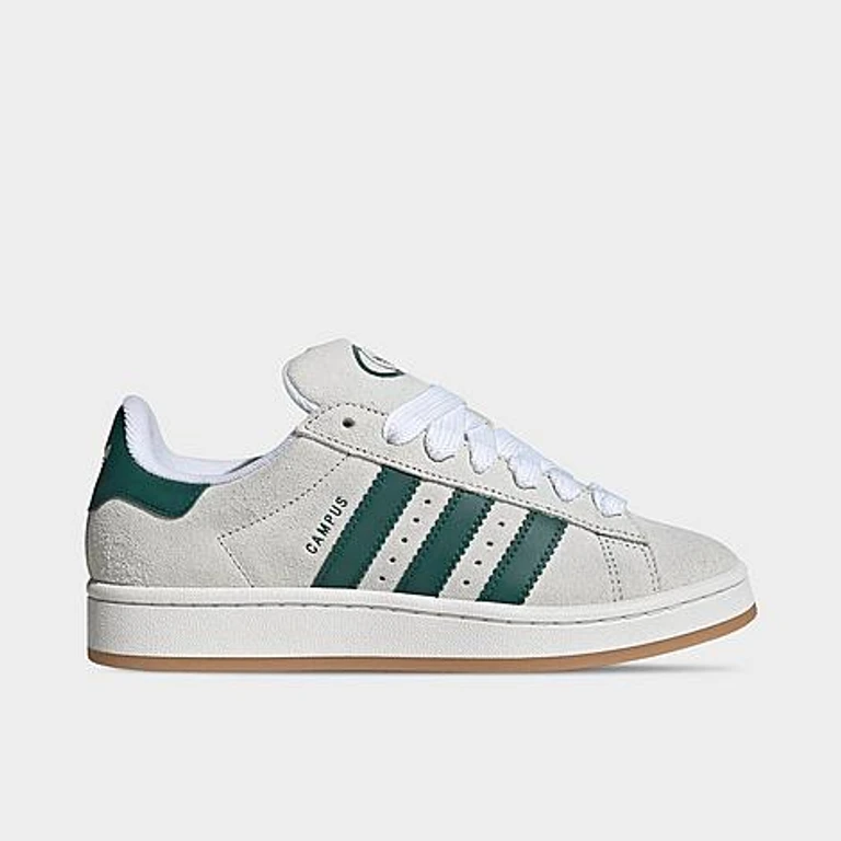 adidas Women's Originals Campus 00s Casual Shoes in Crystal White/White/Collegiate Green Size: 5.0