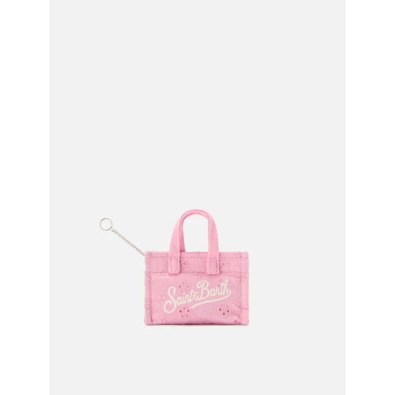 Mc2 Saint Barth Sangallo Cotton Mini Bag-shaped Keychain With Printed Logo Pink Small Accessories - Unisex