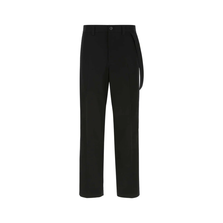 Burberry Black Cotton Wide-Leg Pant A1189 Exterior: Pantaloni - Men