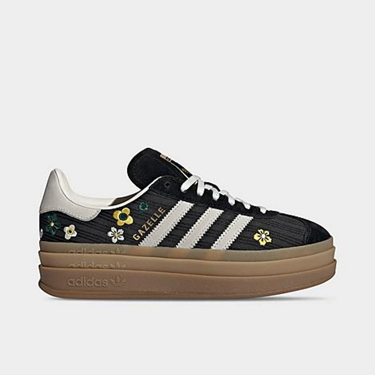 adidas Women's Originals Gazelle Bold Casual Shoes in Core Black/Cream White/Gold Metallic Size: 5.0