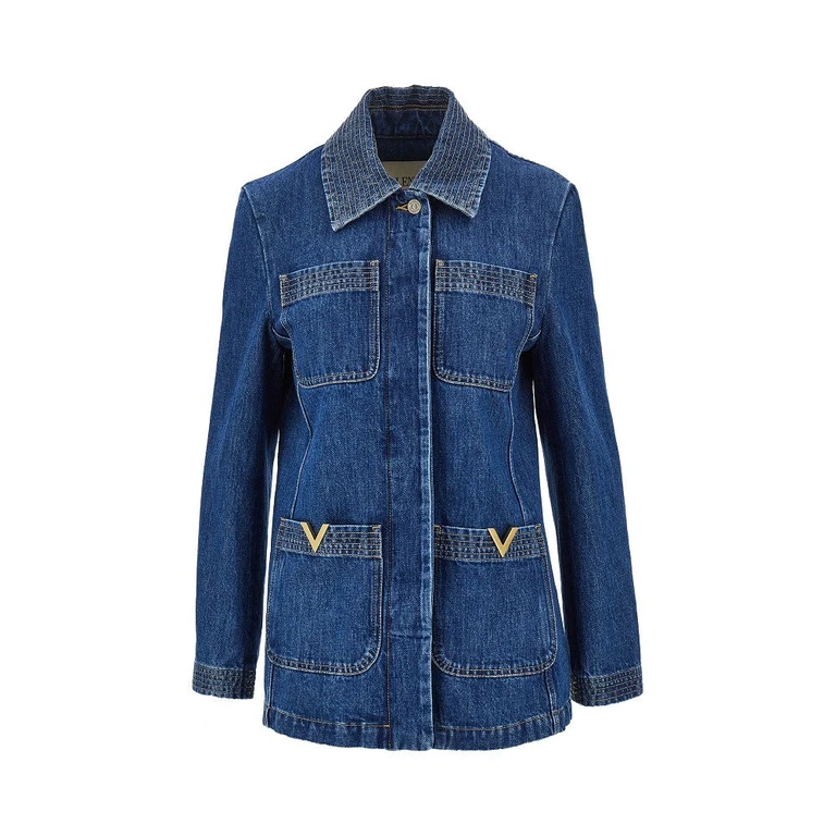 VALENTINO Denim jacket with V Gold details Woman 40