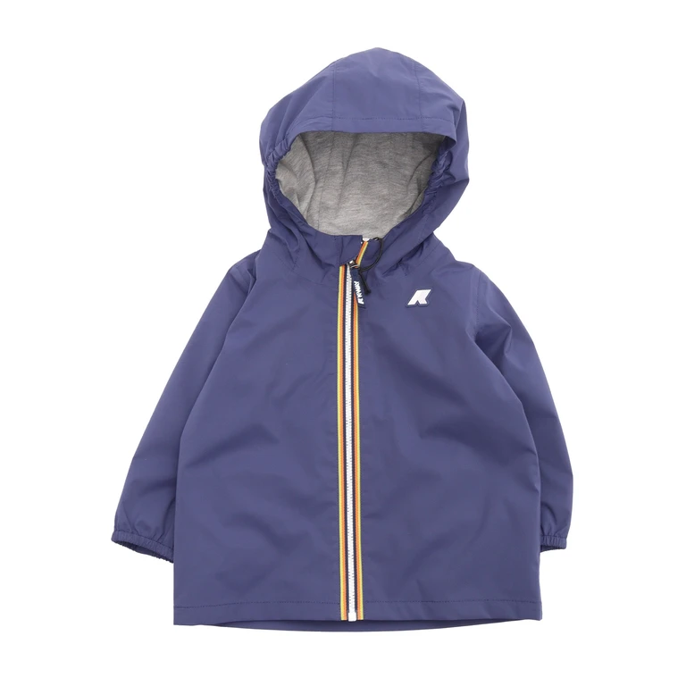 K-Way Kids E. JACK STRETCH NYLON JERSEY DOWN JACKET Blue Lining Cotton Short Puffer - Kids
