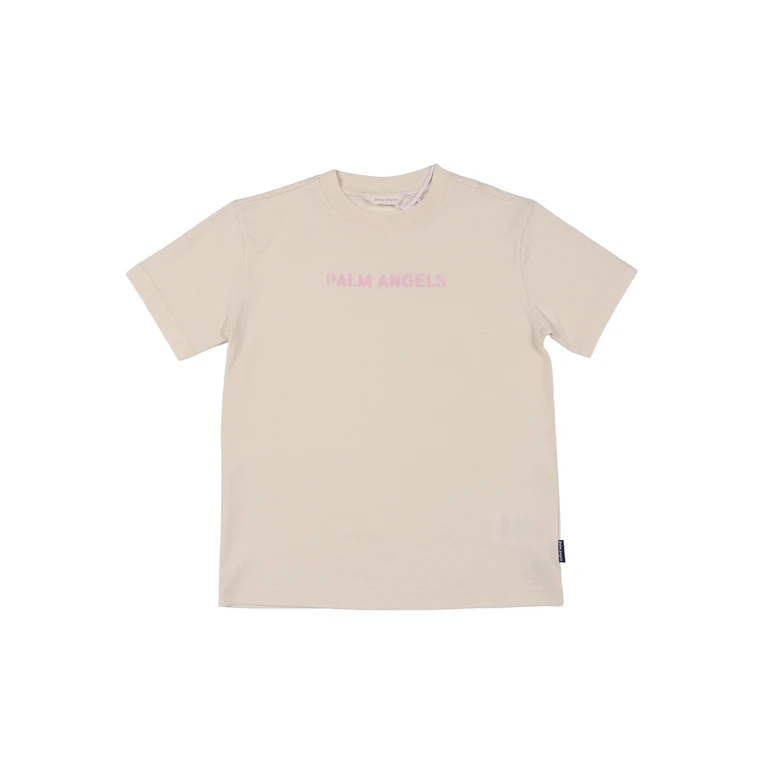 Palm Angels LOGO STAMP REG T-SHIRT S-S GIRL Beige Cotton Short Sleeves