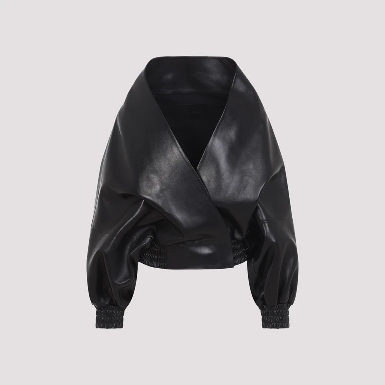 Balenciaga Wrap Jacket Black Lamb Leather - Women