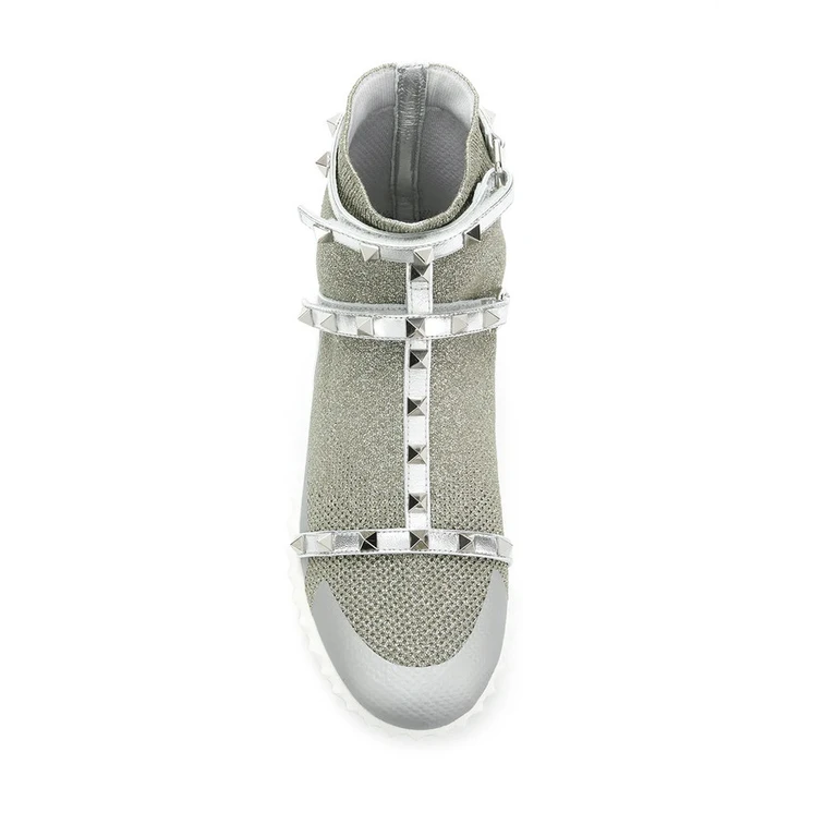 Valentino Womens Silver-tone Sneakers