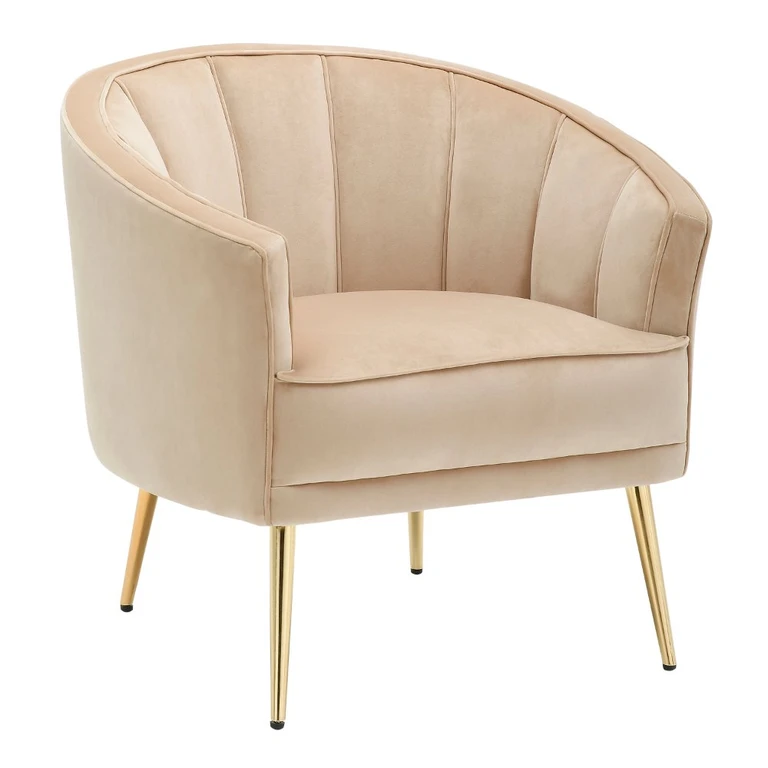 Tania Champagne Velvet Glam Accent Chair