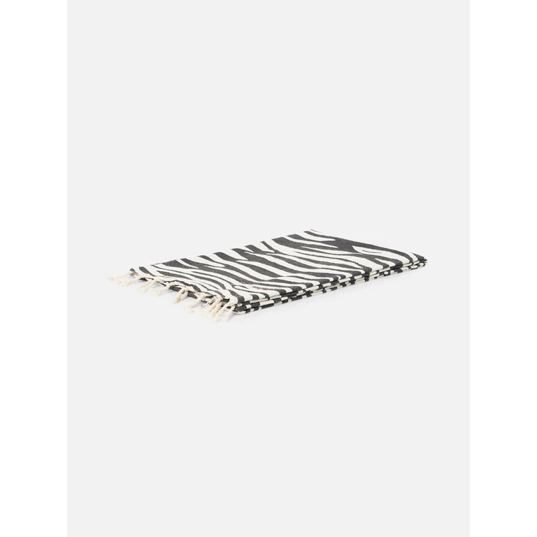 Mc2 Saint Barth Foutas Cotton Beach Towel With Zebra Jacquard White - Unisex