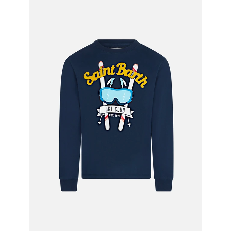 Mc2 Saint Barth Boy Navy Blue T-Shirt With Print