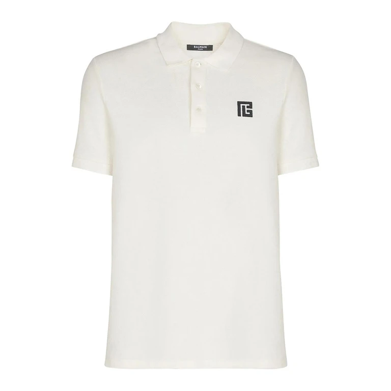 Balmain PB Logo-embroidered Cotton Polo Shirt