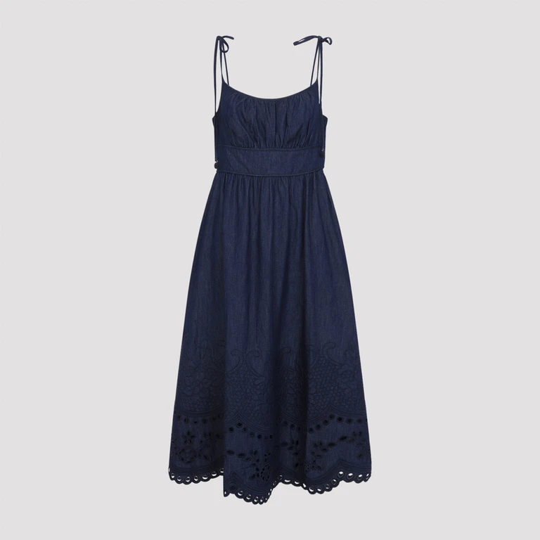 ZIMMERMANN - Zimmerman Mahon Broderie Denim Midi Dress