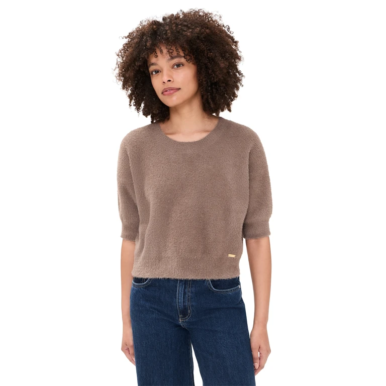 L'AGENCE Guinevere Crop Crew Sweater Vintage White L