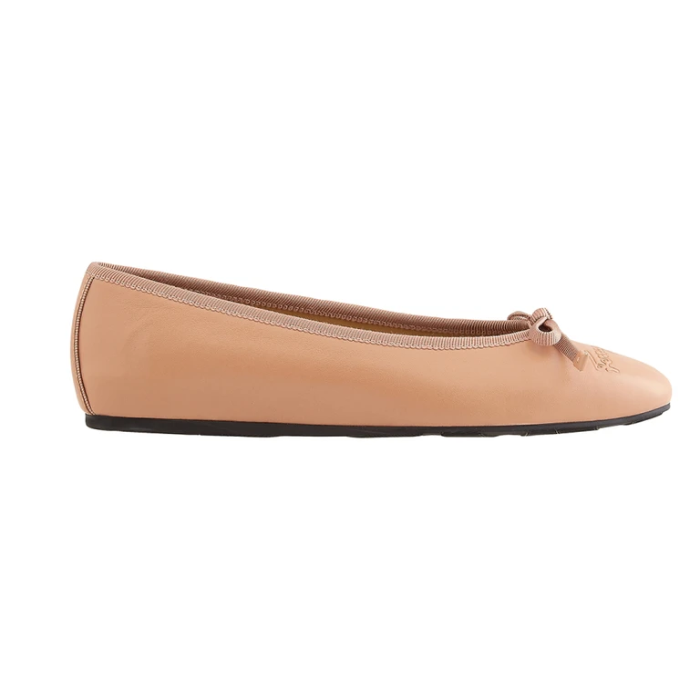 Salvatore Ferragamo Ladies Beige Leather Ballet Flats