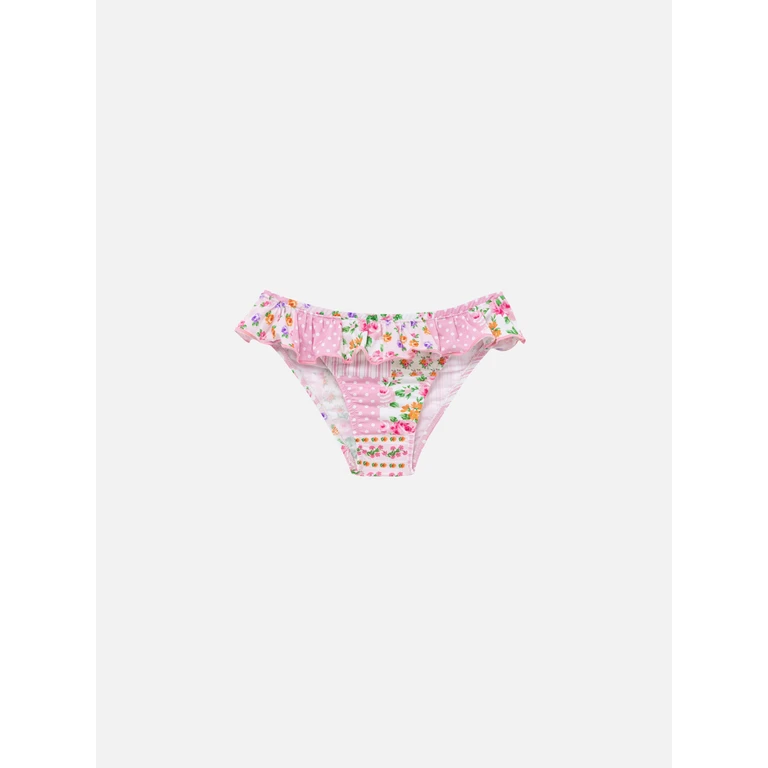 Mc2 Saint Barth Melly Ruffled Swim Briefs With Flower Patch Print Pink Bottom
