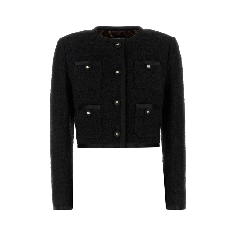 Dolce & Gabbana Black Boucle Blazer Nero Giacche E Gilet - Women