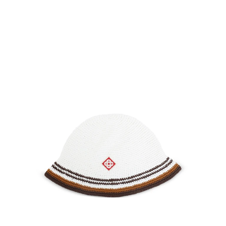 Casablanca Crochet-knit Striped Bucket Hat
