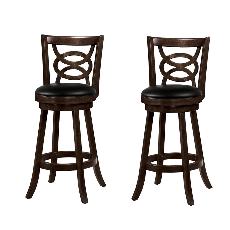Transitional Espresso Brown Swivel Bar Stool (Set of 2)