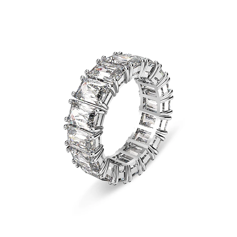 Swarovski Matrix Rectangle Cut Ring in Rhodium Plated