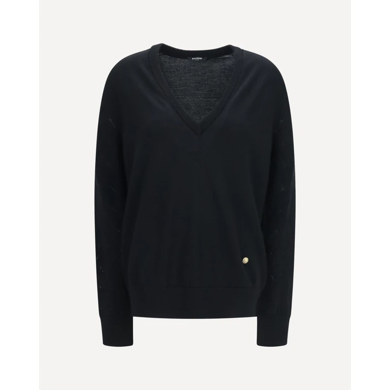 BALMAIN V-neck Sweater Female 36