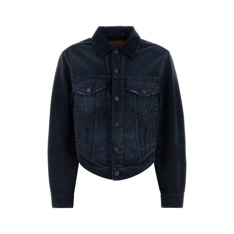 Balenciaga Dark Blue Denim Jacket Navy/dirty T Cotton Giubbini - Women