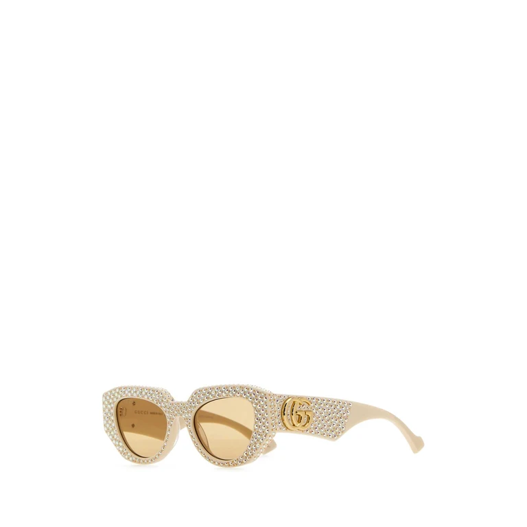 Gucci Embellished Acetate Sunglasses Ivorycrystalsbrown Exterior: Occhiali Da Sole - Women