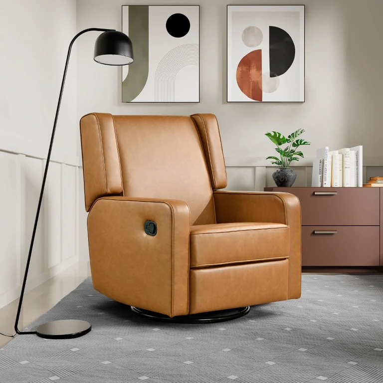 Collins Camel Brown Swivel Rocker Recliner