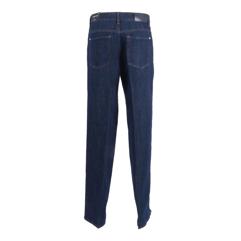 7 For All Mankind Stovepipe Straight Blue Cotton Linen Jean - Women