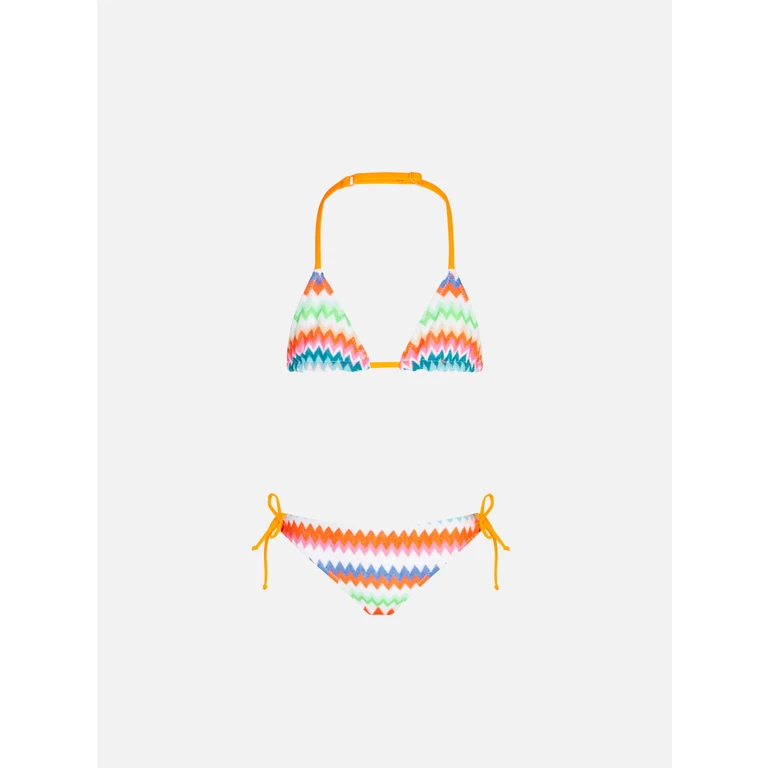 Mc2 Saint Barth Girl Triangle Bikini With Multicolor Pattern __single__