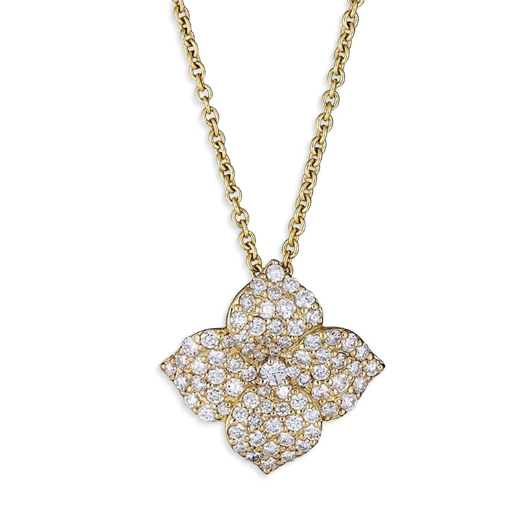 Piranesi 18K Yellow Gold Diamond Small Flower Necklace, 18