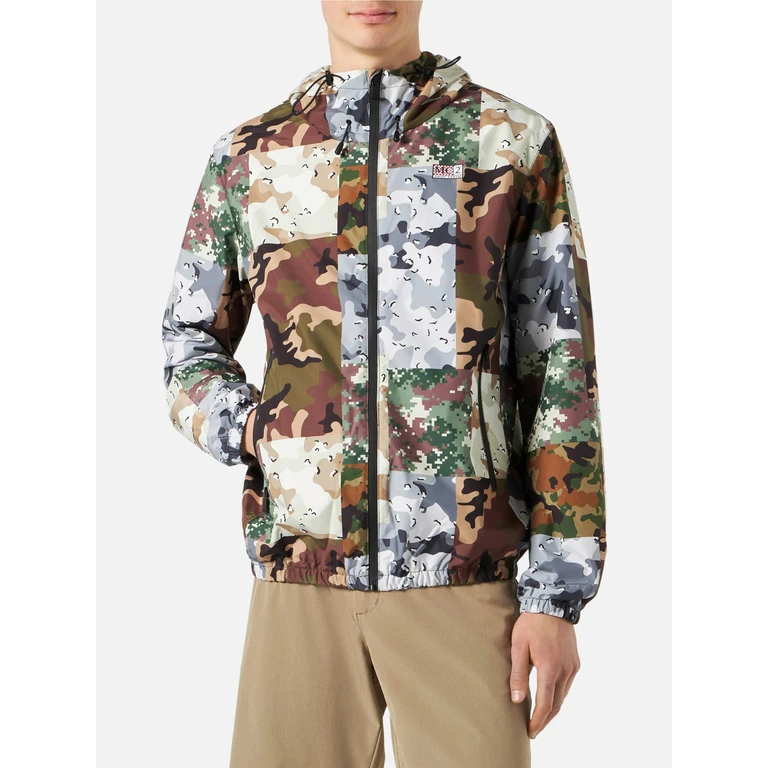 MC2 Saint Barth Man Hooded Lightweight Windbreaker With Camouflage Print