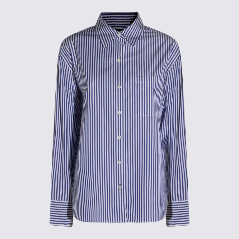 Bottega Veneta White And Blue Cotton Shirt