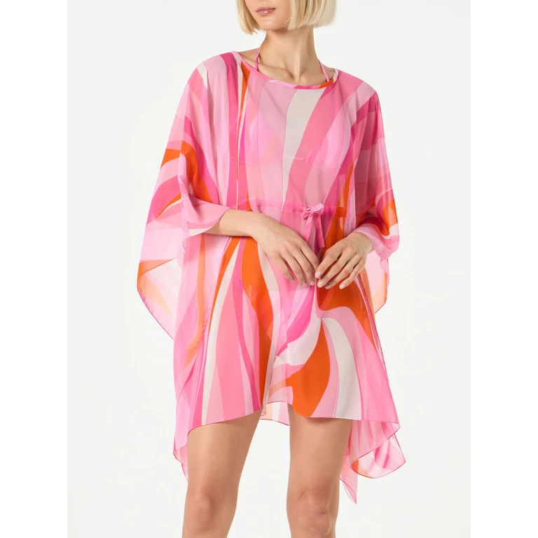 MC2 Saint Barth Pink And Orange Wave Print Caftan