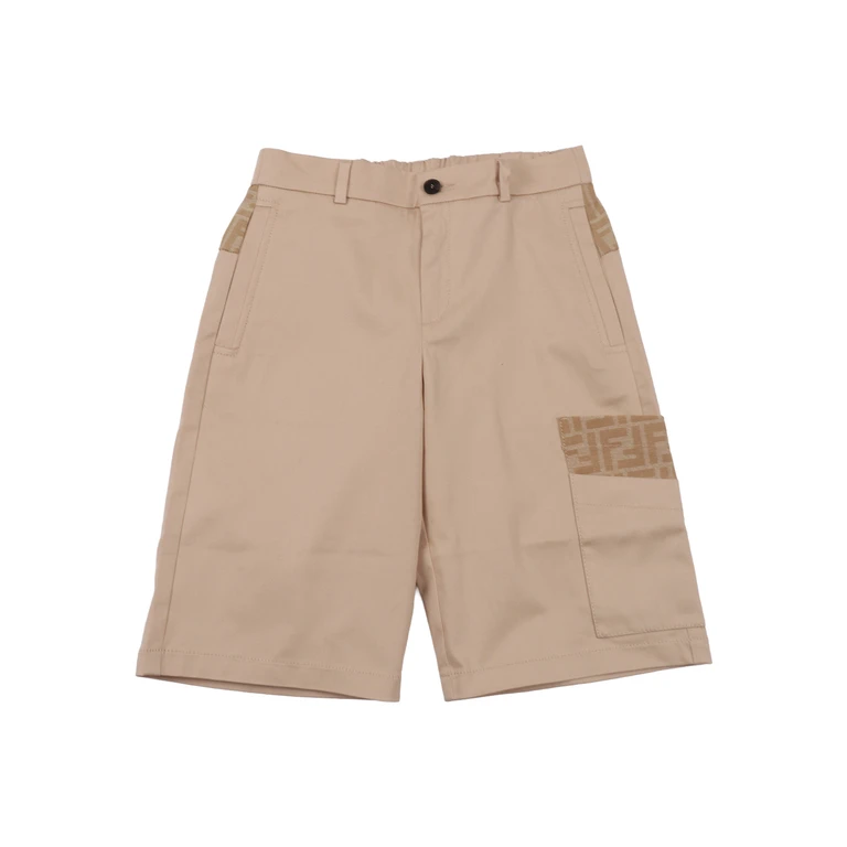 Fendi Jr EAVY GABARDINE SHORTS Beige Bermuda - Kids