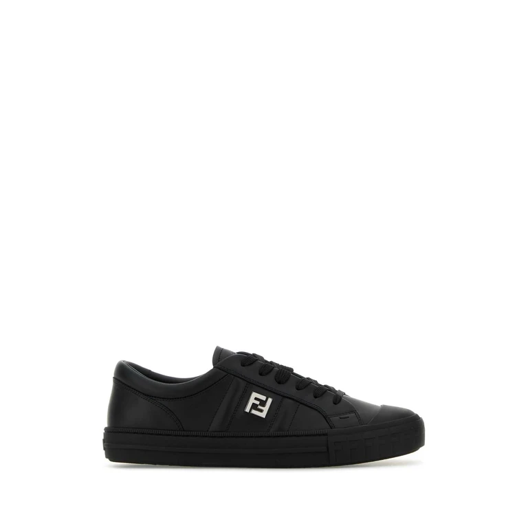Fendi Black Leather Domino Sneakers Nero - Men