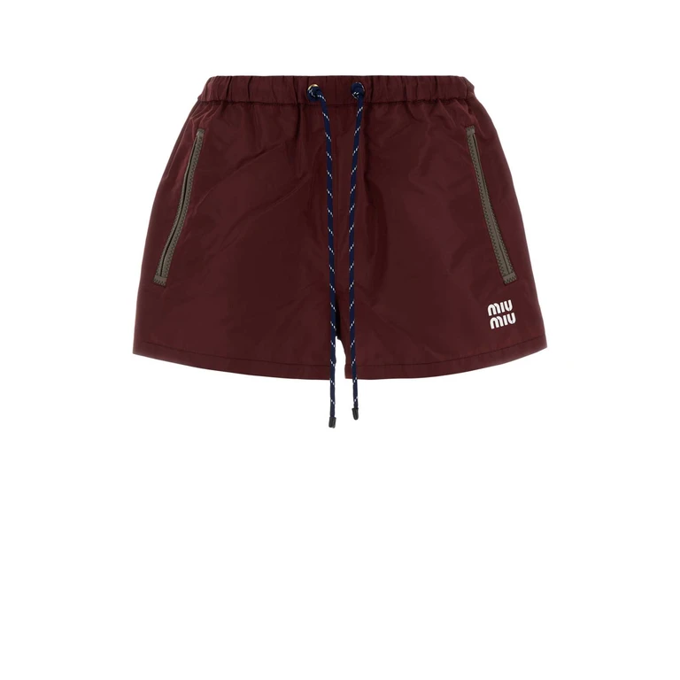 Miu Miu Burgundy Tech Fabric Shorts Amaranto Exterior: Recycled Polyester - Women