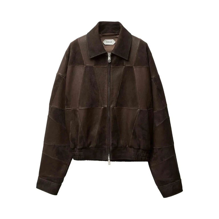 Versace Blouson En Cuir - Beige