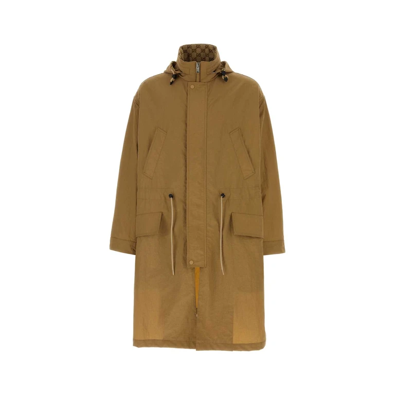 Gucci Biscuit Nylon Jacket Camel Exterior: Trench - Men
