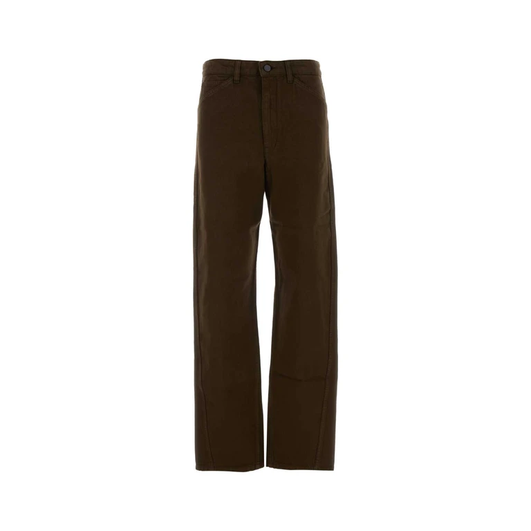 Lemaire Brown Denim Jeans Cacao Exterior: Cotton Pantaloni - Women