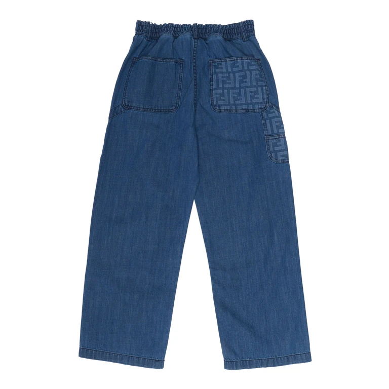 Fendi Jr Denim Pants Blue Cotton - Kids