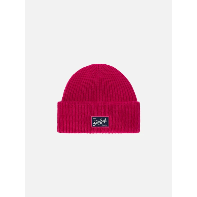 Mc2 Saint Barth Berry W Ribbed Cashmere-Blend Beanie Fuchsia Pink Hat - Unisex