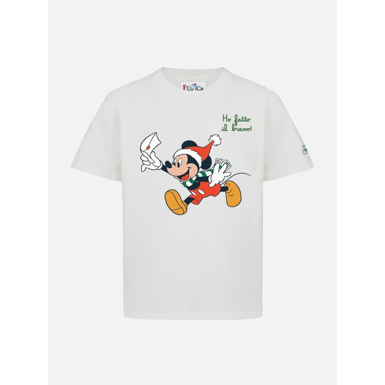Mc2 Saint Barth Heavy Cotton T-Shirt Cameron With Mickey Mouse Print And Embroidery Disney Special Edition White